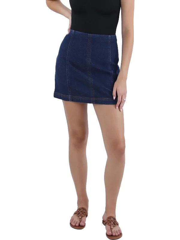 Women's Comfy Loungewear Outfit Juniors Womens Mini Solid Denim Skirt