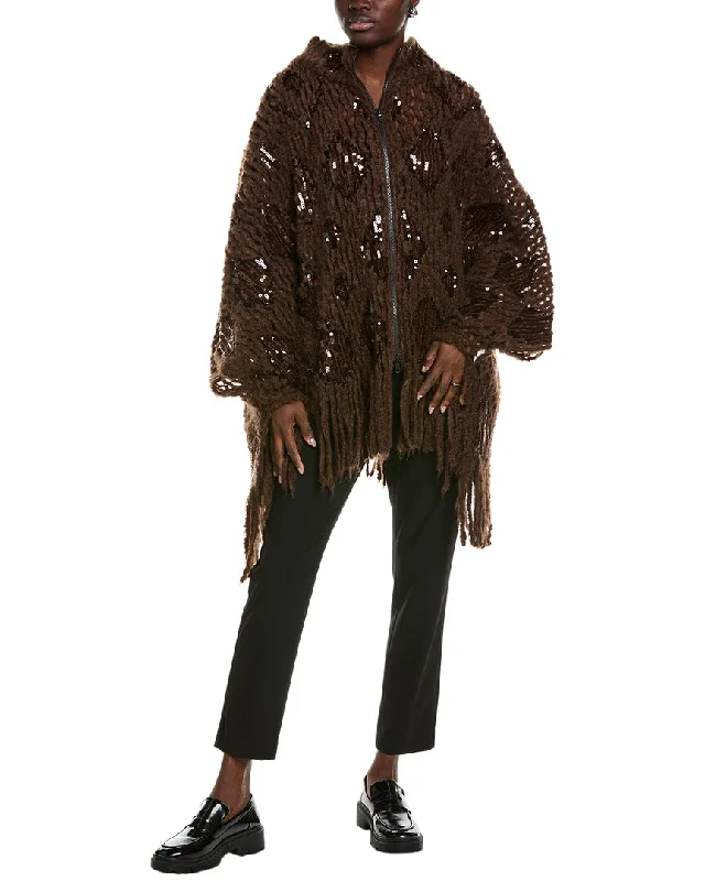 Women's Outfit For The Office Brunello Cucinelli Mohair & Wool-Blend Poncho