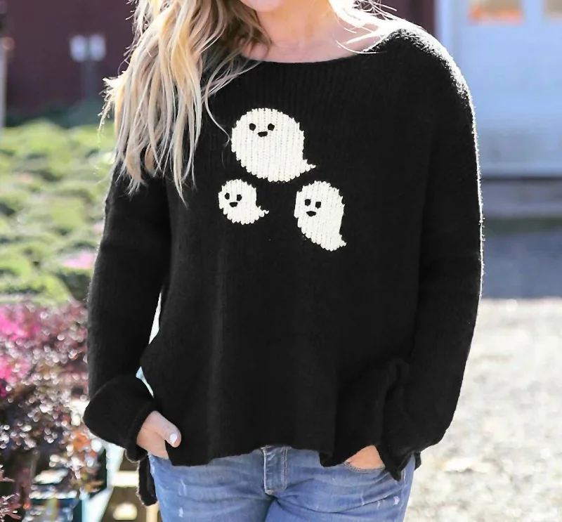 Women's Evening Outfit Mini Ghosts Crew Sweater In Black