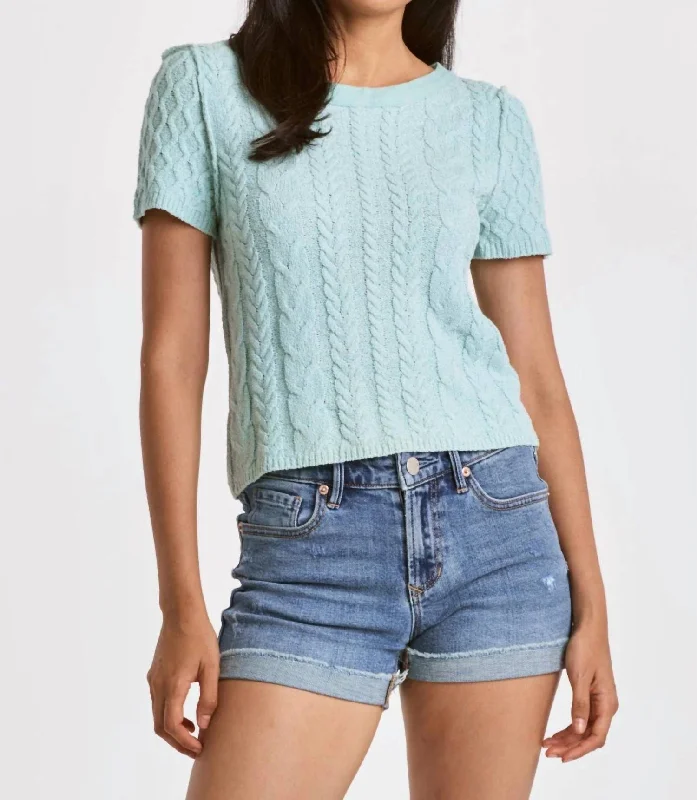 Timeless Women's Clothing Barry Short Sleeve Sweater In Fresh Mint