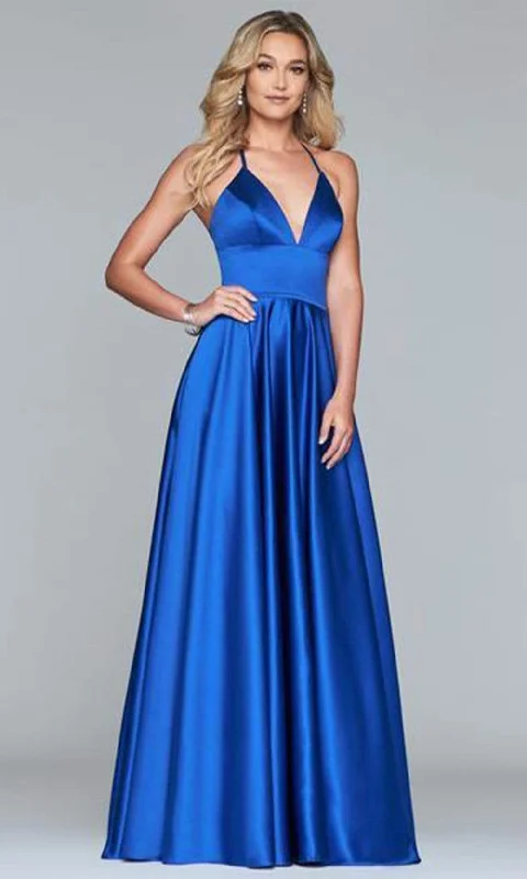 Women's Seasonal Clothing Faviana - S10252 Deep V-Neck Pleated Prom Ballgown