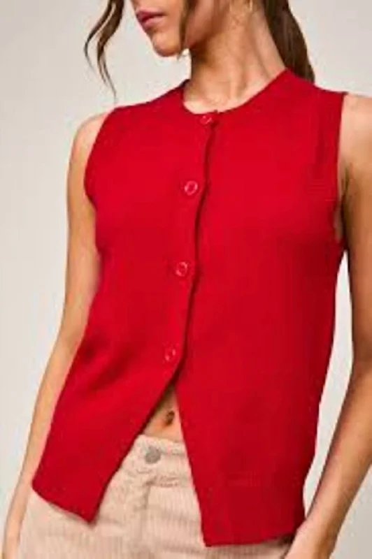 Women's Evening Wear Attire Knit Vest In Red