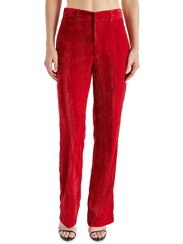 Winter Wardrobe Clearance Mercer Womens Crushed Velvet Dressy Straight Leg Pants