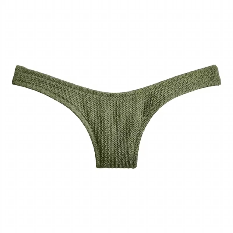 Stylish Women's Clothes for Work and Play Textured Curved Waist Bikini Bottom In Green