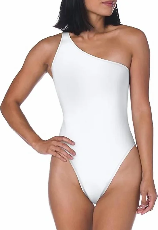 Tailored Clothing For Women One Shoulder Mio Swimsuit In White