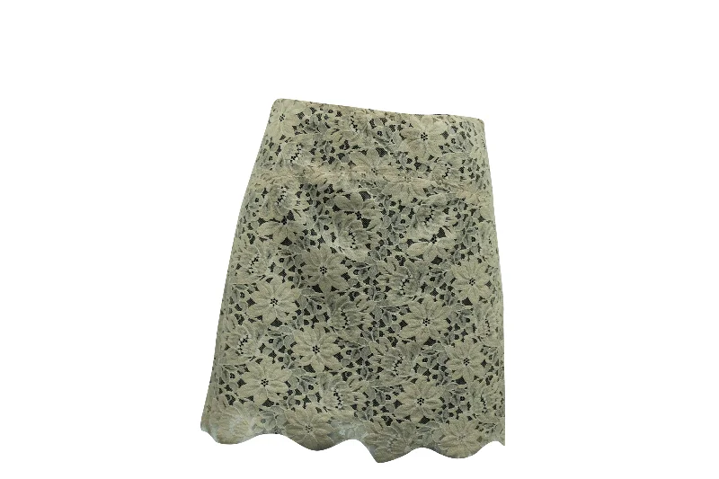 Fashion-forward Women's Clothing Sandro Paris Lace Short Skirt in Beige Polyamide