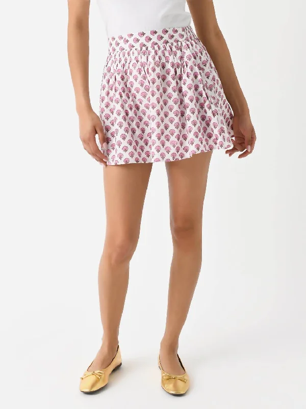 Women's Clothing Stores Cotton Mini Skirt In Pink Floral