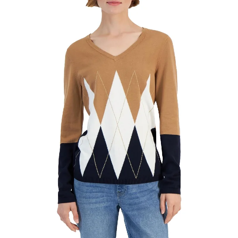 Casual Outfit For Women Ivy Sweater Womens Argyle Cotton Pullover Sweater