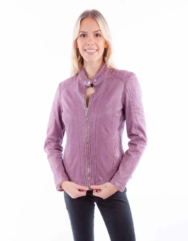 Trendy Outfits For Ladies Scully Womens Zip Cafe Racer Lavender Leather Leather Jacket