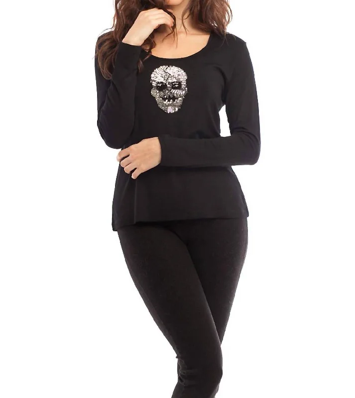 Women's Romantic Outfit Nicole Long Sleeve Top In Black Silver