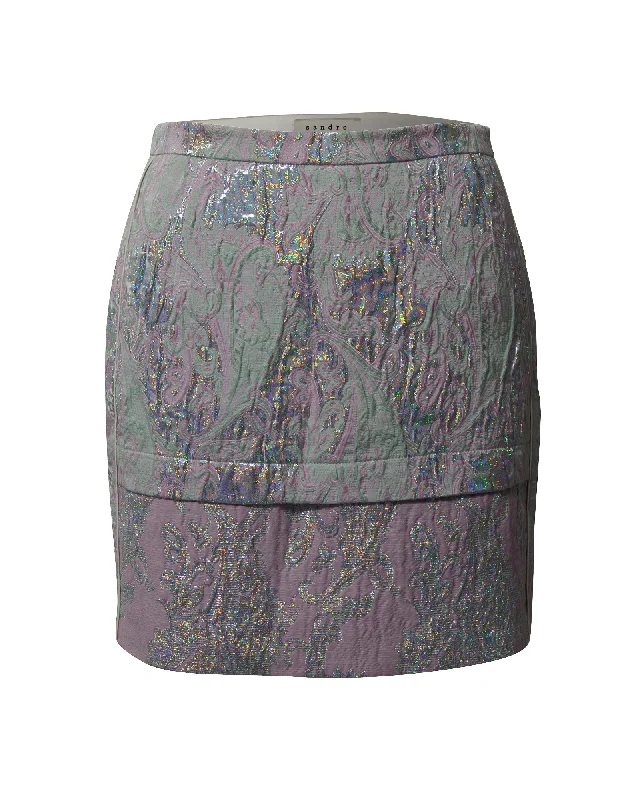 Women's Cozy Winter Attire Sandro Paris Jacquard Mini Skirt in Multicolor Polyester