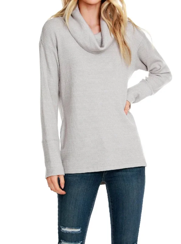 Women's Seasonal Fashion Trends Long Sleeve Cowl Top In Grey