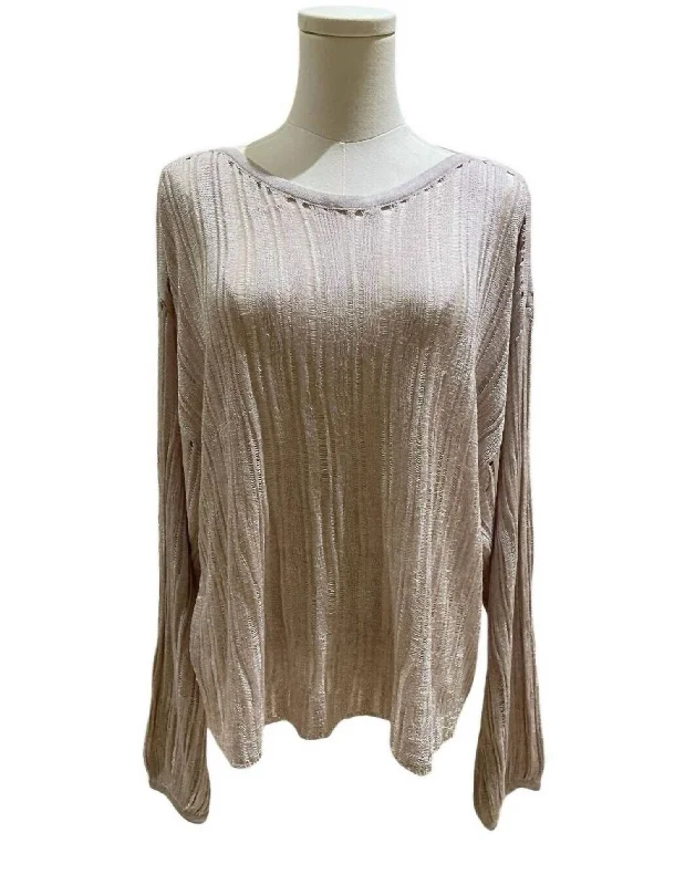 Stylish Everyday Clothing Women's Open Knit Lightweight Pullover Sweater In Dusty Pink