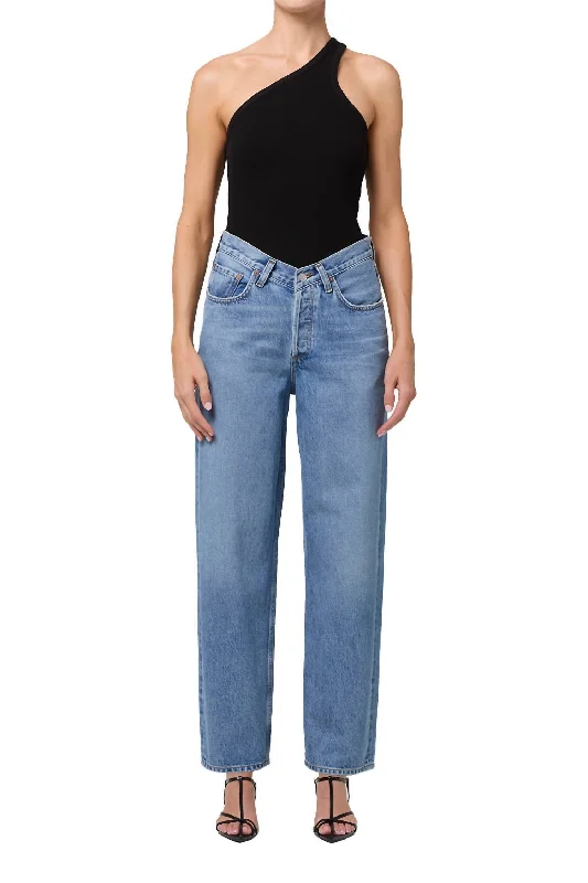 Luxury Women's Clothing V- Waist Baggy Jeans In Fairway