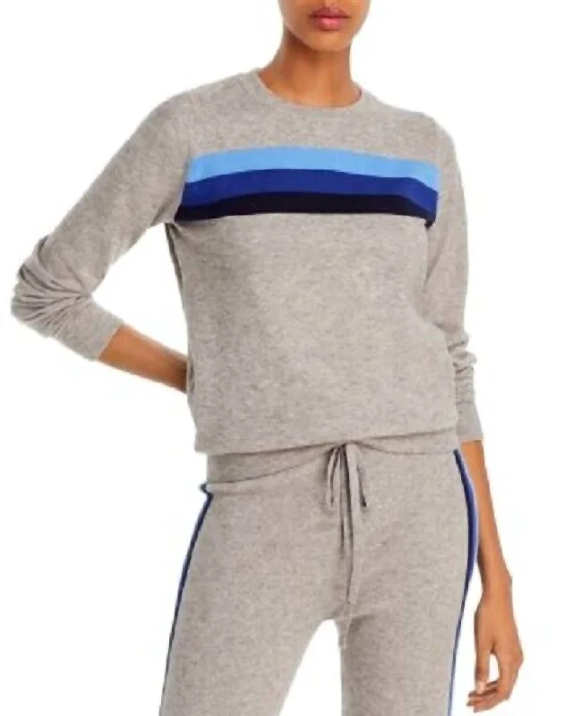 Women's Garments X Madeleine Thompson Striped Crewneck Sweater In Gray