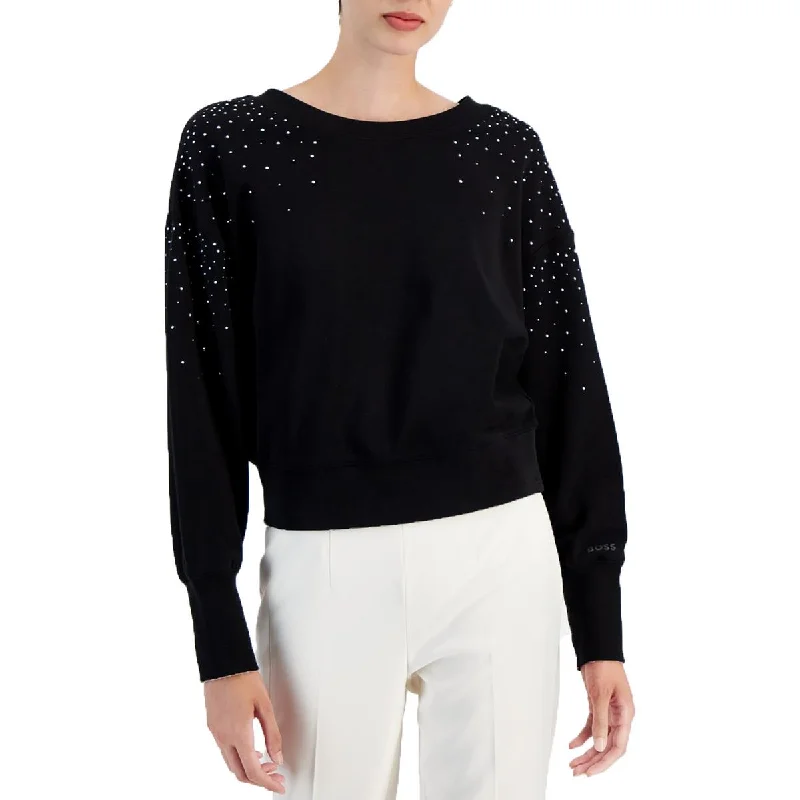 Women's Formal Event Clothing Womens Studded Cotton Pullover Sweater