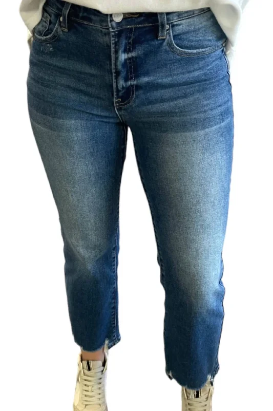 Women's Trendy Casual Clothes High Rise Relaxed Straight Jeans In Dark Wash