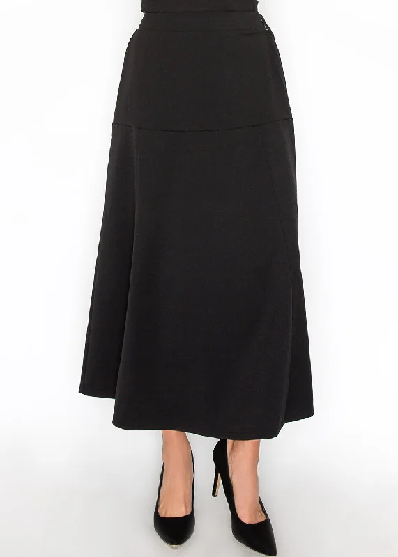 Comfortable Outfit For Women Black Panel Midi Skirt