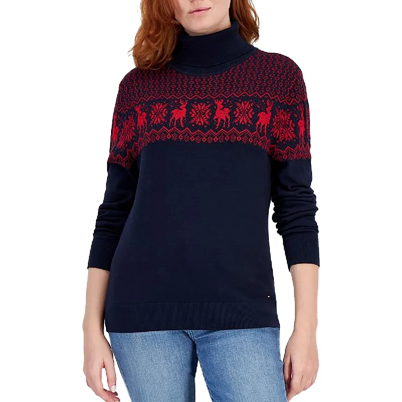 Fashionable Women's Clothing Womens Graphic Knit Turtleneck Sweater