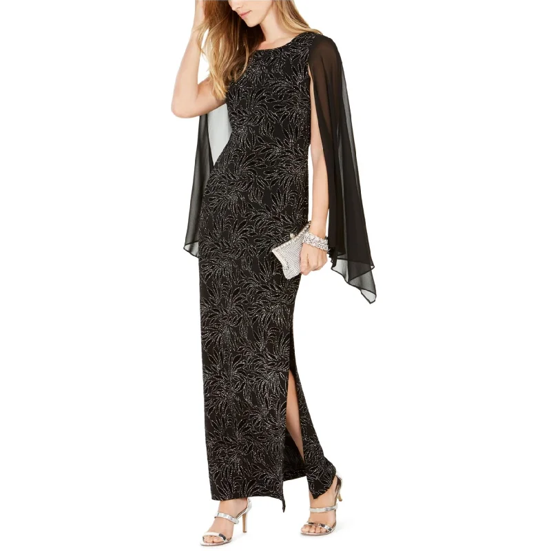 Women's Stylish Vacation Attire Connected Apparel Womens Glitter Gown Dress, Black, 12