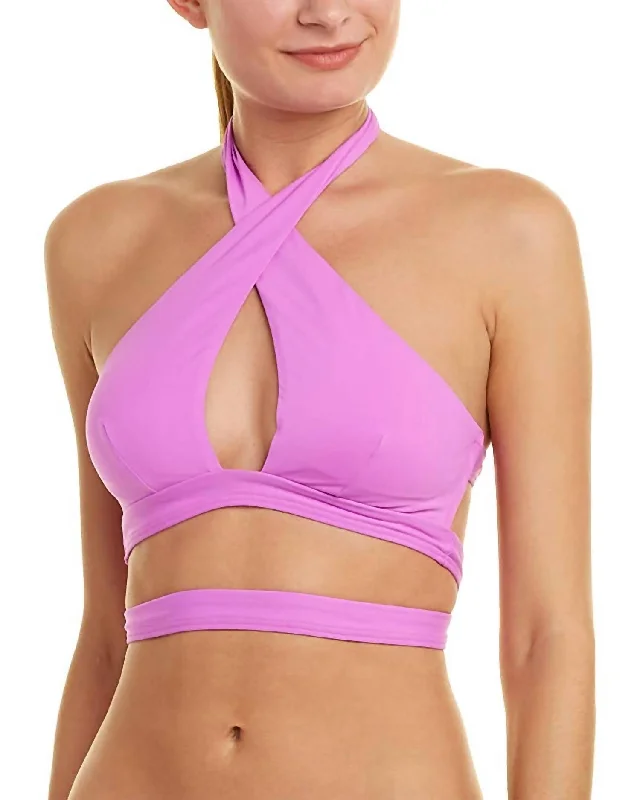 Women's Office Attire Padded Halter Strap Crisscross Back Top In Pastel