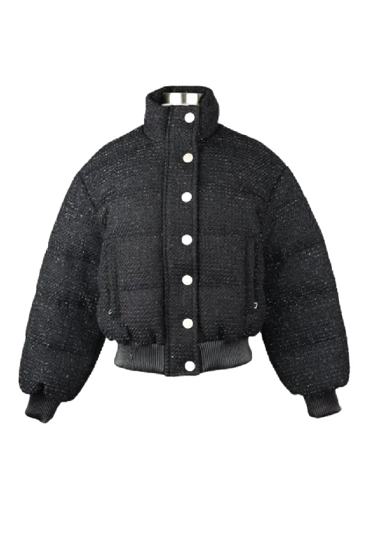 Women's Clothing For Holiday Travel Tweed Puffer Jacket