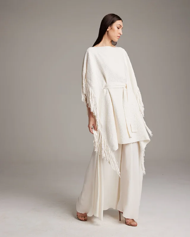 Women's Clothes Textured Cotton Fringe Kaftan