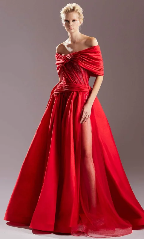 Women's Romantic Outfit MNM COUTURE G1533 - Off-Shoulder Gown