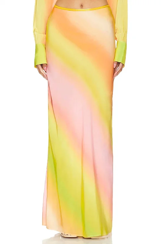 Online Boutique Clothing De La Sol Maxi Skirt In Ombre Sunset