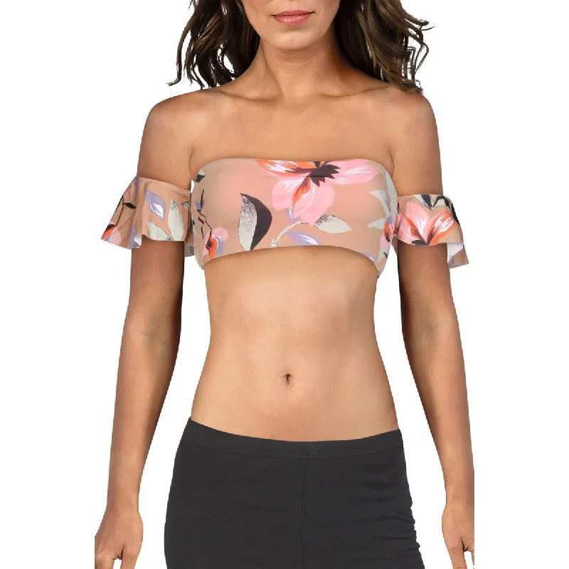 Unique Women's Fashion Pieces Womens Bandeau Off-The-Shoulder Swim Top Separates