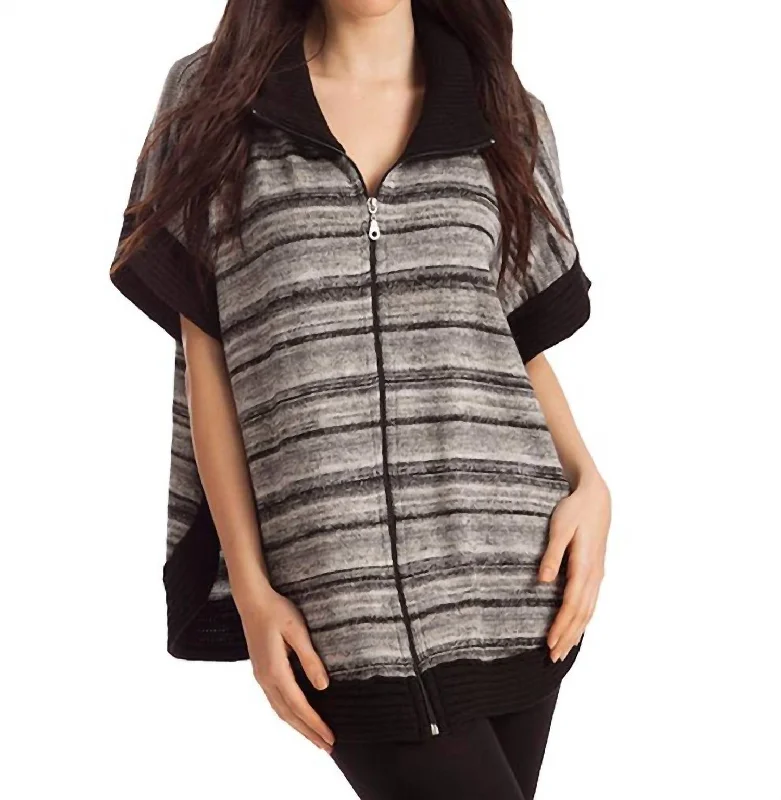 Affordable Women's Outfit Penelope Zip-Up Poncho In Black Multi