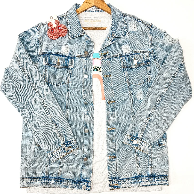 Women's Seasonal Fashion Trends Plus Sizes | On The Road Distressed Button Up Denim Jacket in Light Wash