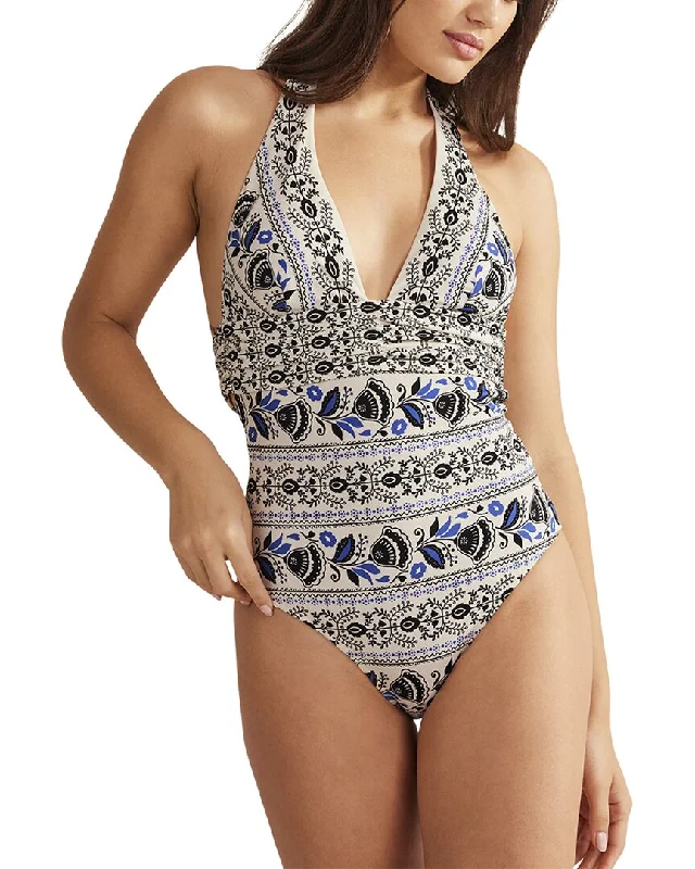 VIP Member Discount Boden Bow Detail Halter Swimsuit