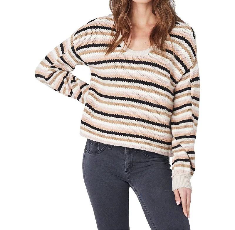 Women's Vacation Outfit Set Stripe Sweater In Multi