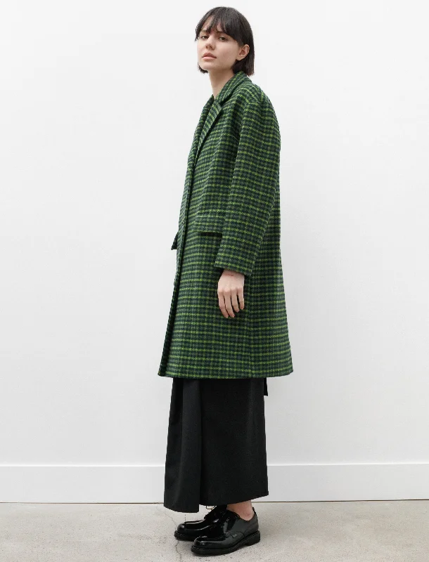 Casual Chic Women's Clothes Straight Down Coat Green Plaid