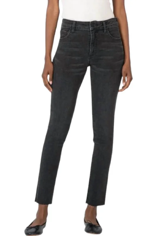 Winter Wardrobe Clearance Women's Reese High Rise Fab Ab Ankle Jeans In Respectable With Black Base Wash