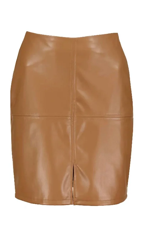 Fashion-forward Women's Wear Vegan Leather Skirt In Latte