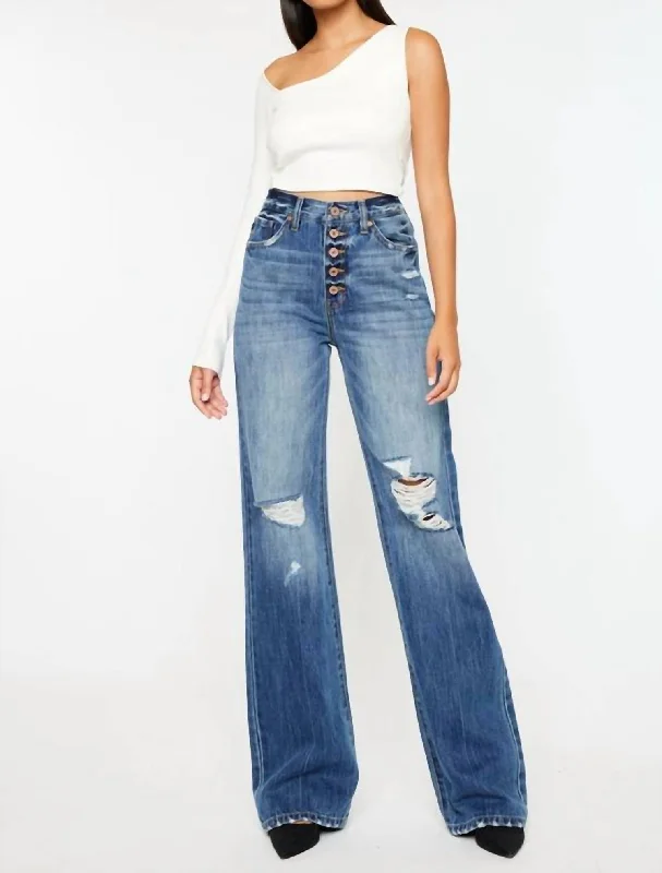 Charming Everyday Clothing For Women Georgia Wide Leg Jeans In Blue