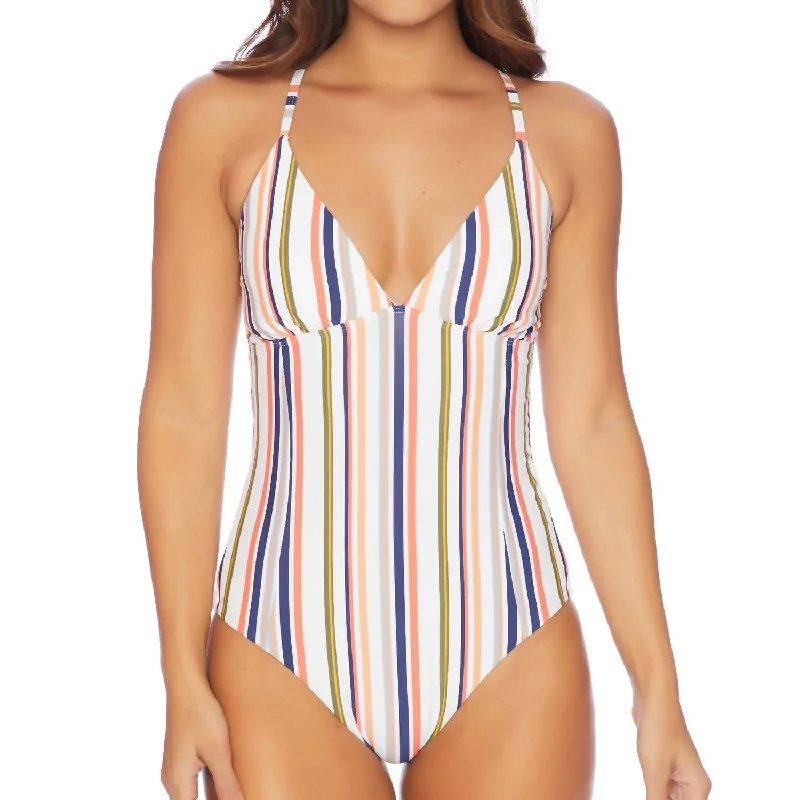 Online Impressions Boutique V Neck One Piece Swimsuit In Line Up Multi