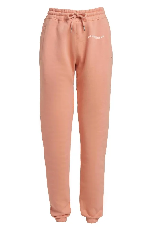 Trendy Boutiques Online Women's Organic Cotton Jogger Pants In Salmon