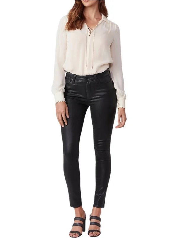 Women's Office Clothing Luxe Coated Hoxton Jeans In Black Fog