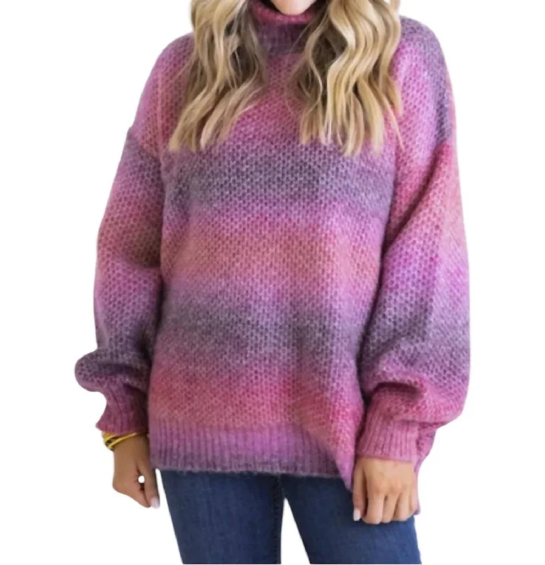 Women's Comfortable Lounge Garments Boho Mix Sweater In Mauve