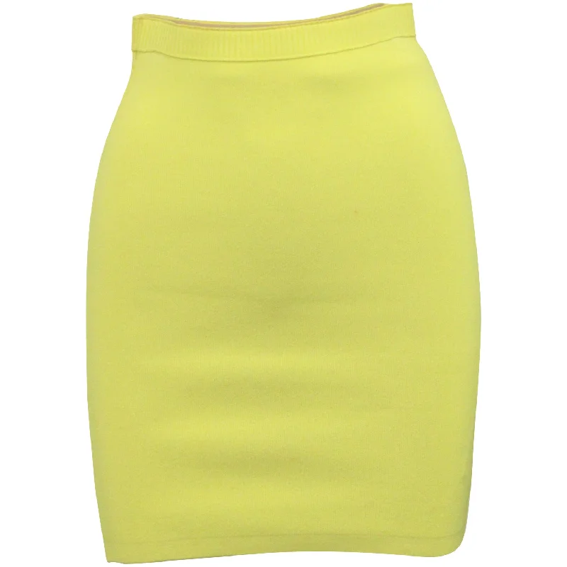 Elegant Women's Clothing Online Alexander Wang Rib Knit Mini Pencil Skirt in Yellow Polyester