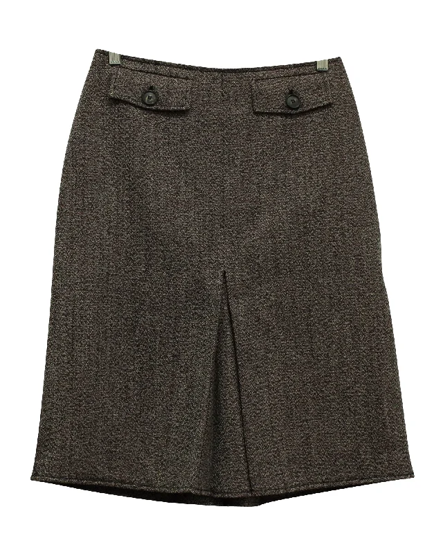 Casual Outfit For Women Victoria Beckham A-Line Skirt with Pockets in Brown Wool