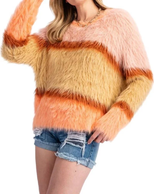 Women's Trendy Casual Outfit Tellie Mohair Sweater In Peach