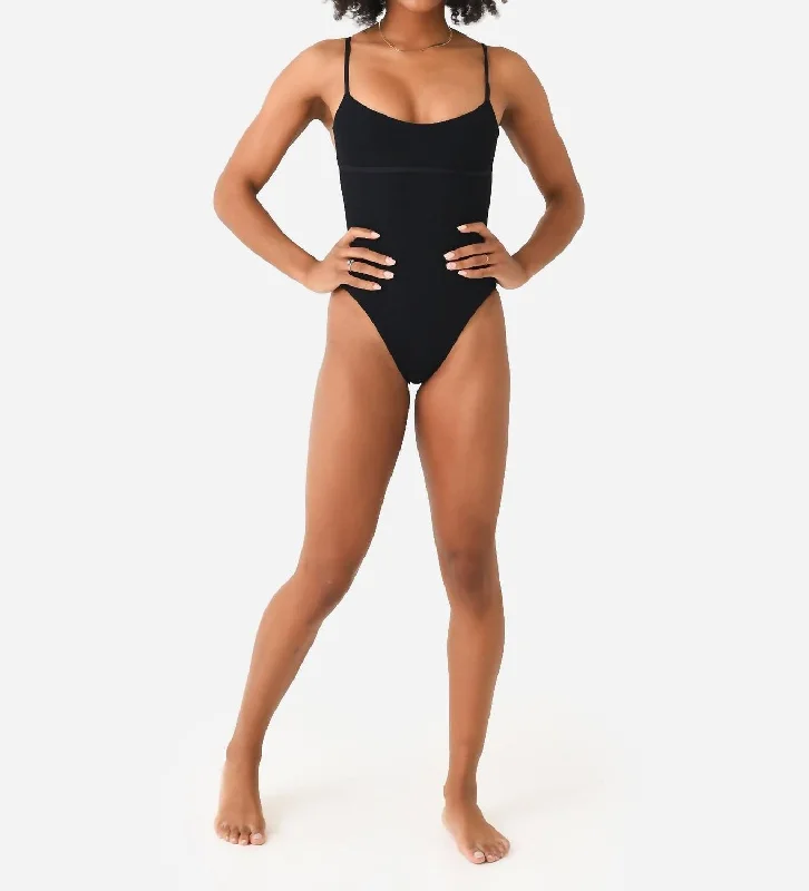 Affordable Women's Clothing Ribbed Bree One-Piece Swimsuit In Black