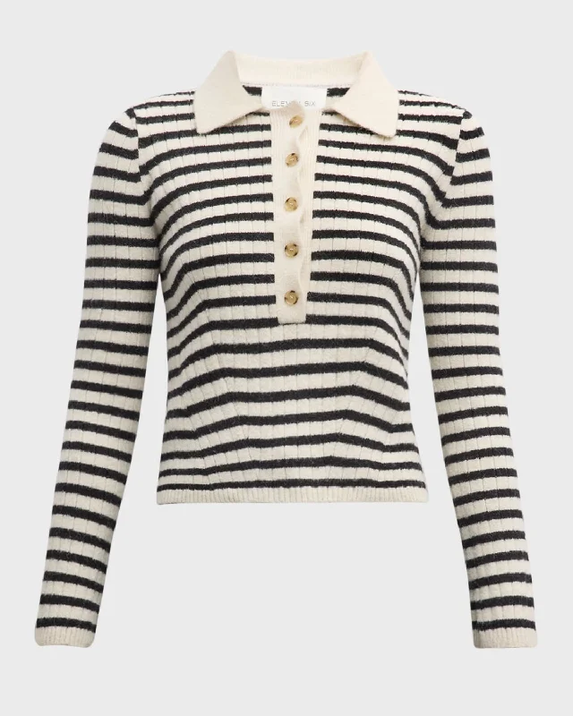 Women's High-End Clothing Elliot Stripe Knit Ribbed Sweater