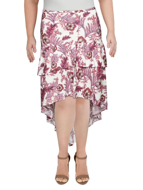 Clothing Sales Meagan Womens Floral Ruffled Midi Skirt