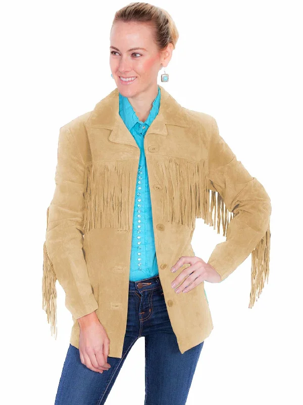 Women's Casual Clothing For Lounging Scully Womens Notched Lapel Fringe Old Rust Leather Leather Jacket