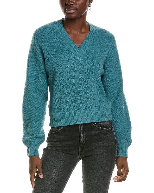 Women's Night-Out Outfit 27 Miles Malibu womens  V-Neck Cashmere Sweater, xs, Green